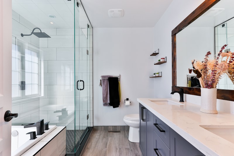 Bathroom towels hanging